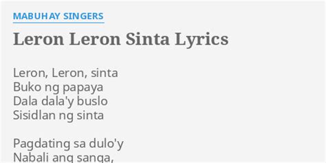 leron sinta lyrics|Leron Leron Sinta Lyrics (with Video) .